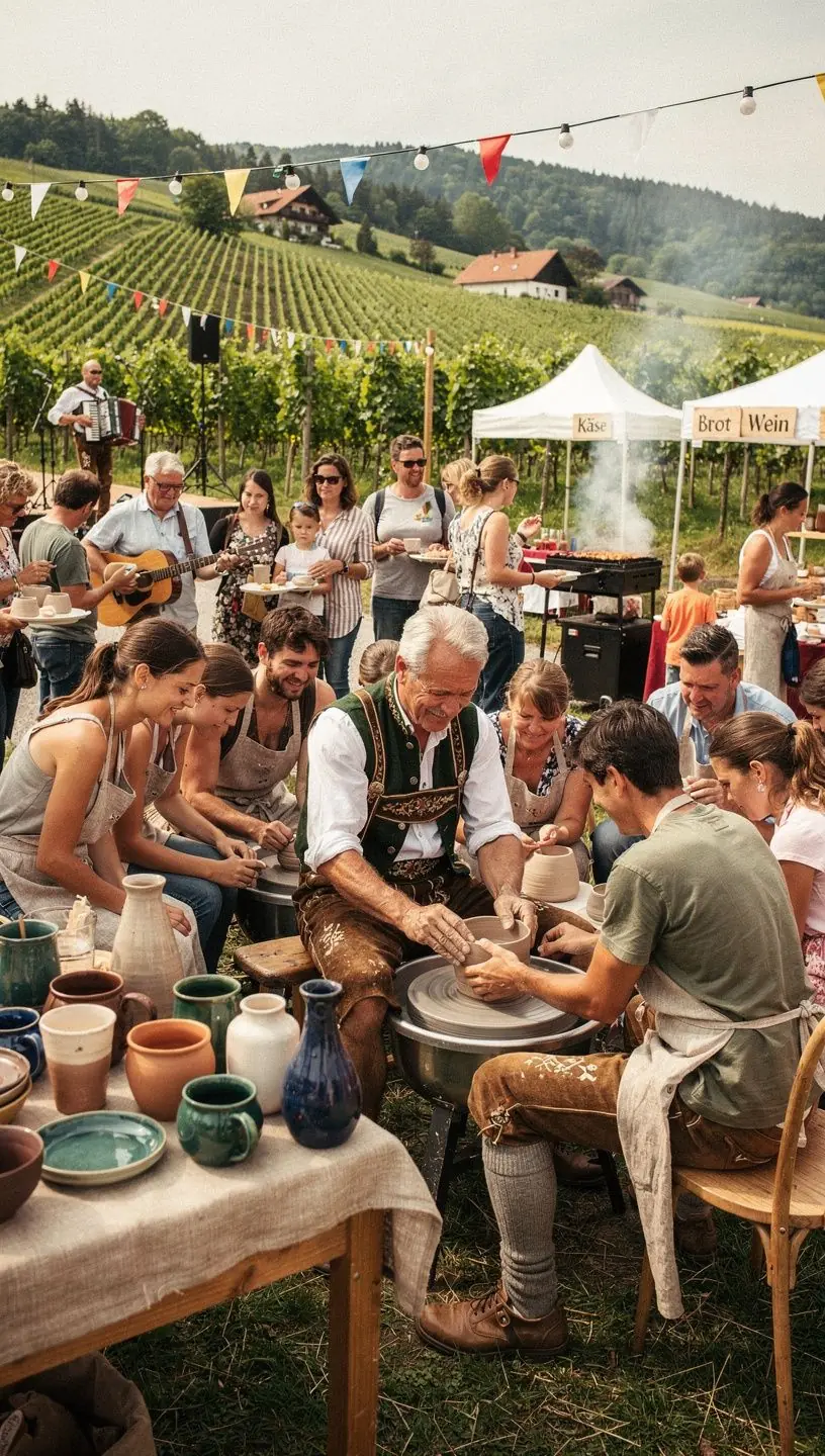 Farbenfrohe Glasuren, die auf frisch getöpferte Keramiken aufgetragen werden.