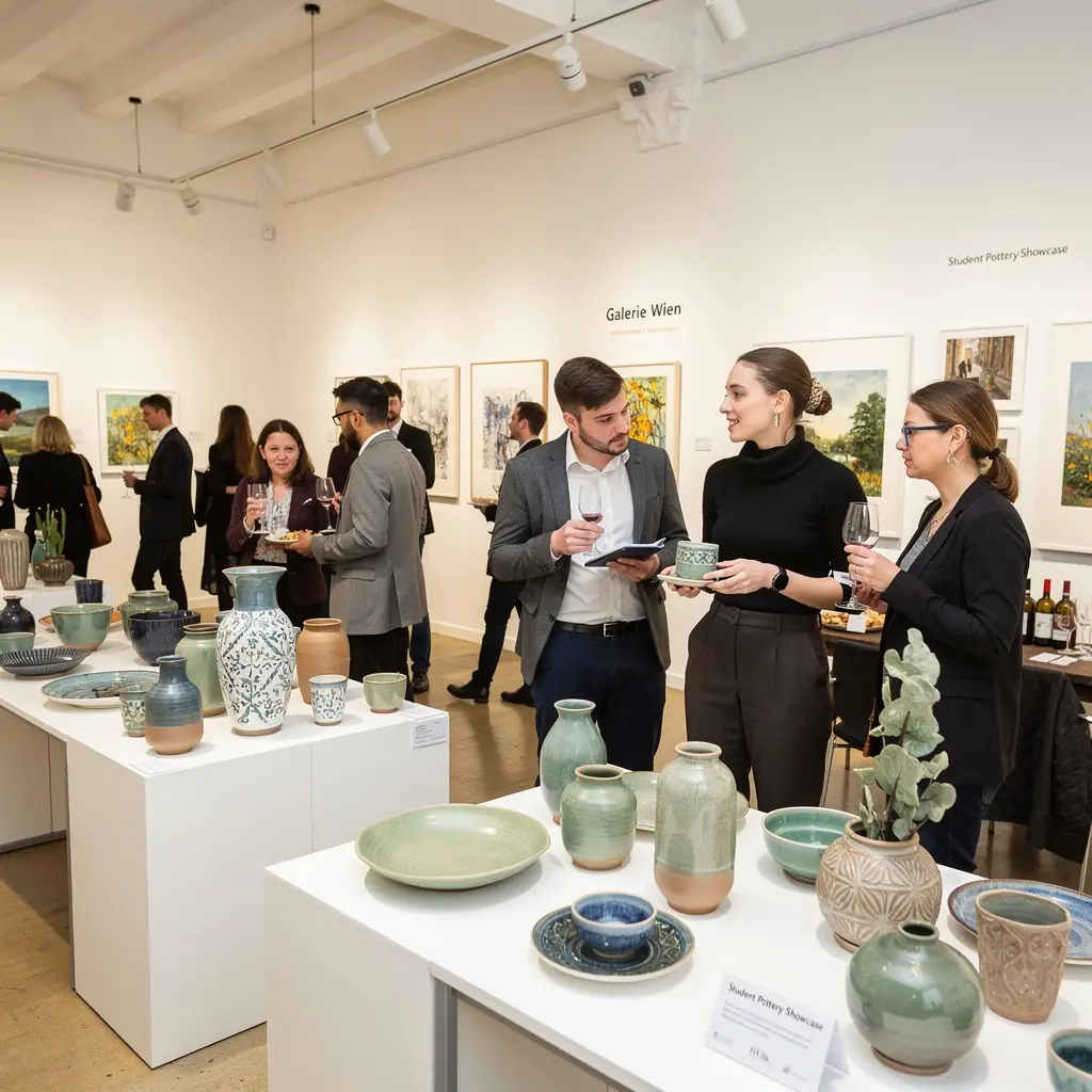 Farbenfrohe Glasuren, die auf frisch getöpferte Keramiken aufgetragen werden.
