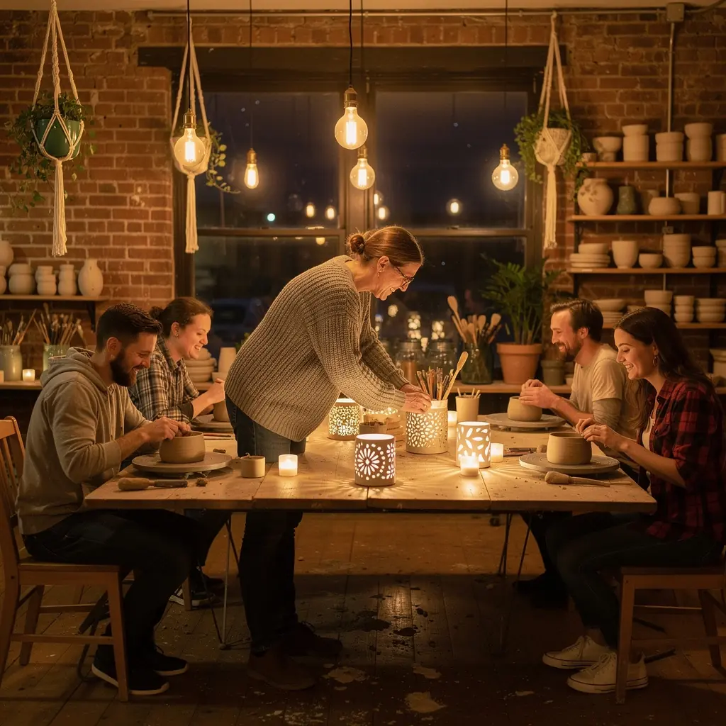 Farbenfrohe Glasuren, die auf frisch getöpferte Keramiken aufgetragen werden.